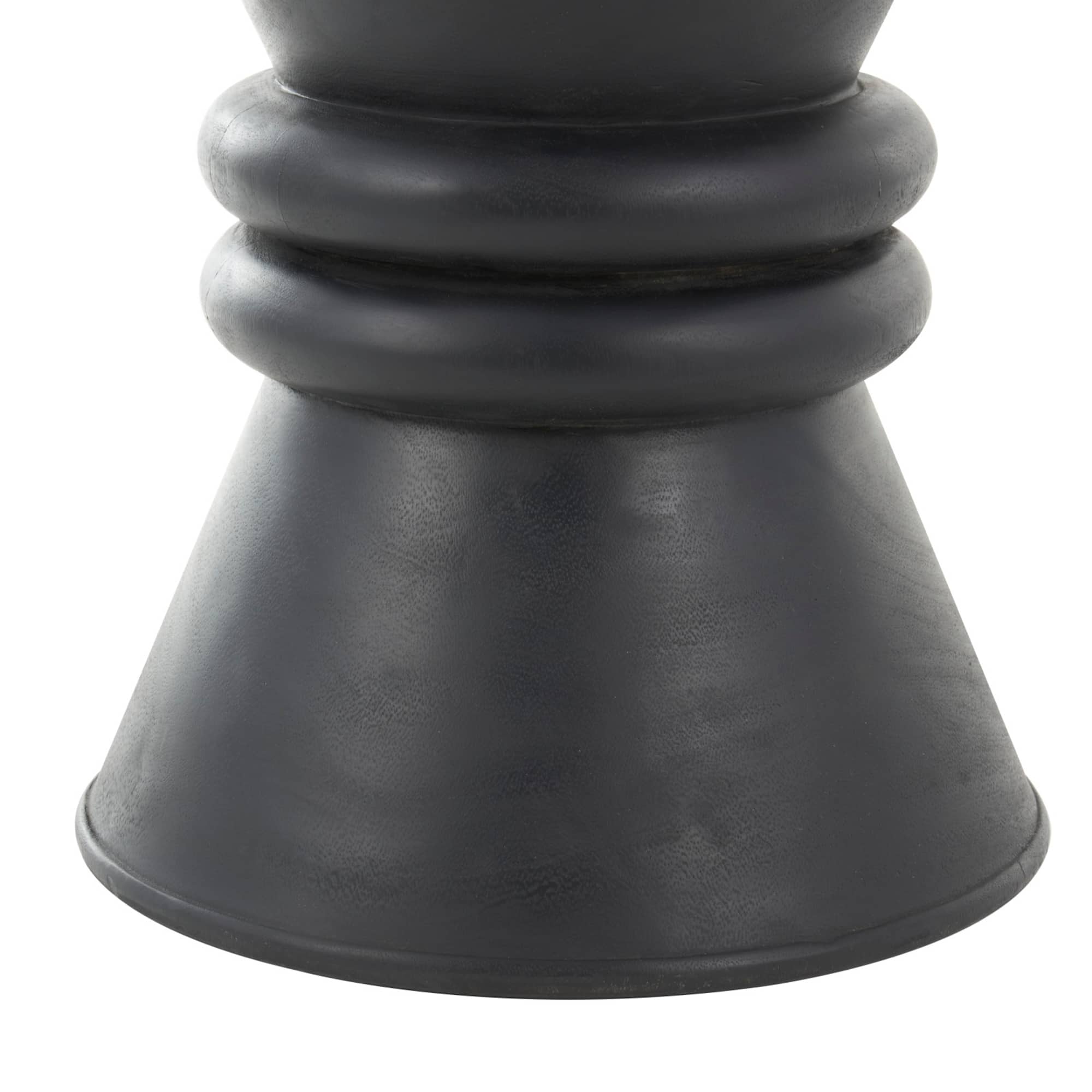 18" Black Wood Handmade Carved Hourglass Accent Table with 3D Ring Center